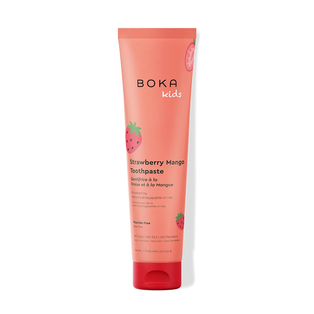 Boka Kids Strawberry Mango Toothpaste tube on a white background